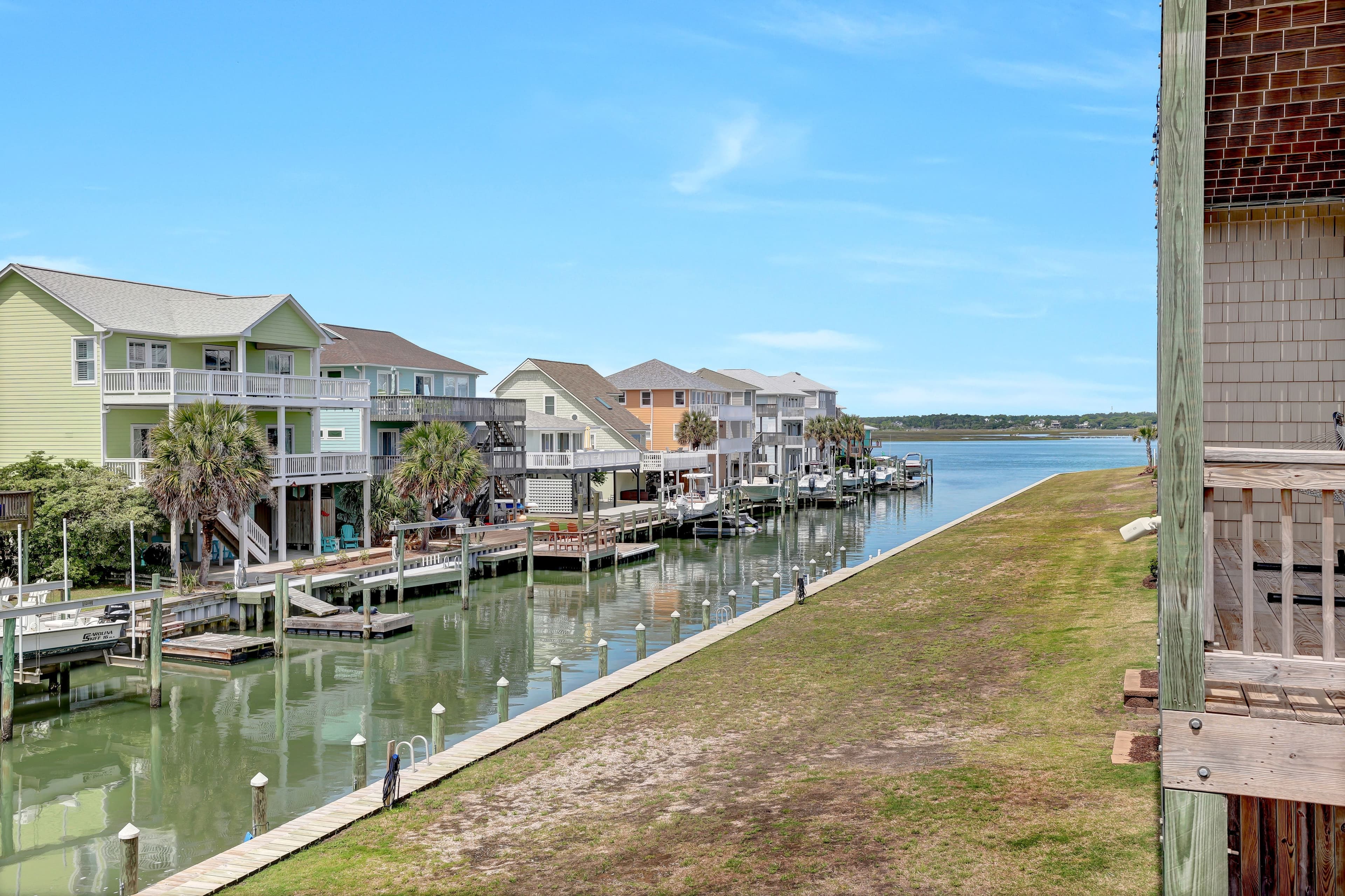 Scenic canal views with private docks and classic coastal charm