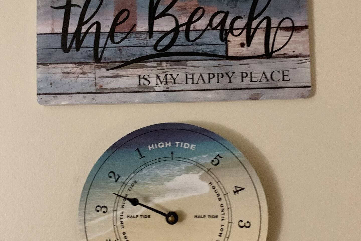 The tide clock is awesome! It shows you how close to high or low tide it currently is, not by the hour, but by the ocean’s own rhythm! Did you know the tide cycle is 24 hours and 50 minutes, which is why it is not at the same time everyday??